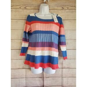 Southern Tide Women blue/red/white 3/4 Sleeve Striped Shirt Small